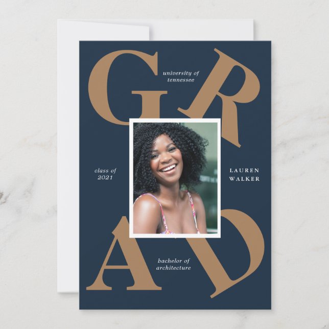 bold script school colours graduate announcement (Front)