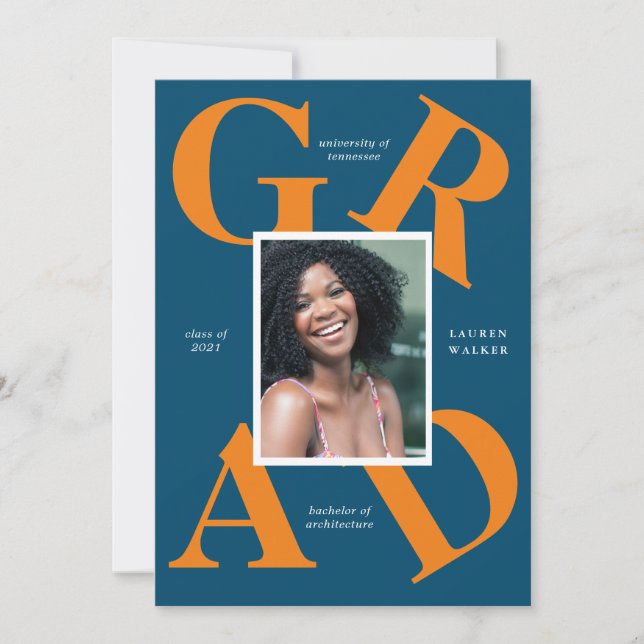 bold script school colours graduate announcement (Front)