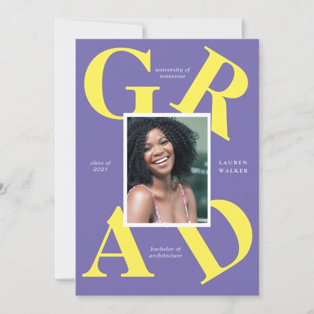 bold script school colours graduate announcement (Front)