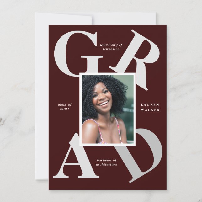 bold script school colours graduate announcement (Front)