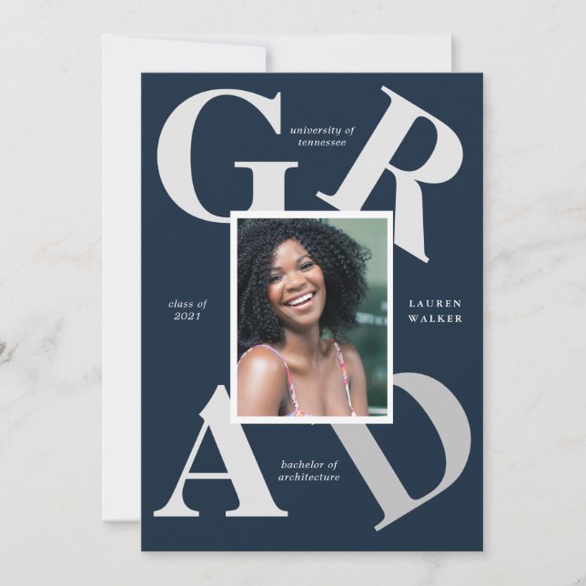 bold script school colours graduate announcement (Front)