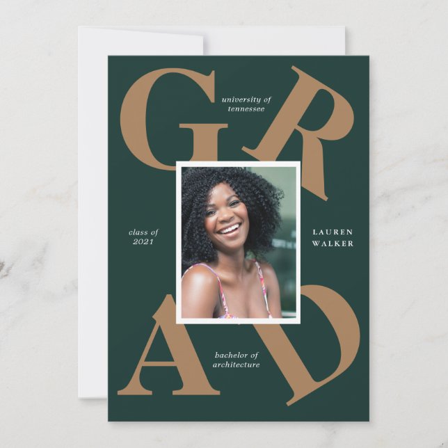 bold script school colours graduate announcement (Front)