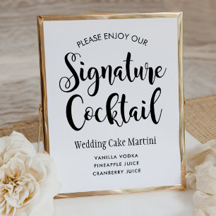 Bold Script Signature Cocktail Wedding Poster