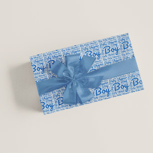 Bold Script Typography Boy Baby Shower Wrapping Paper