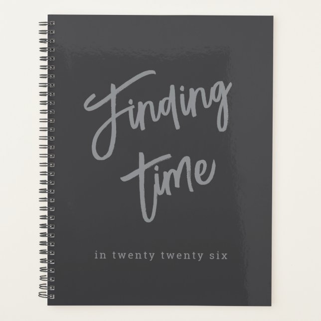 Bold Script Typography Gray Custom Planner (Front)