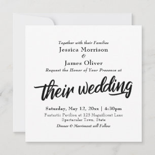 Bold Script Typography, Minimal "Their Wedding" Invitation