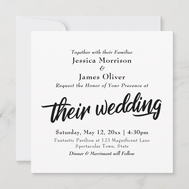 Bold Script Typography, Minimal "Their Wedding" Invitation (Front)
