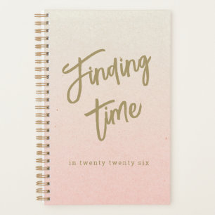 Bold Script Typography Pink & Gold Personalized Planner