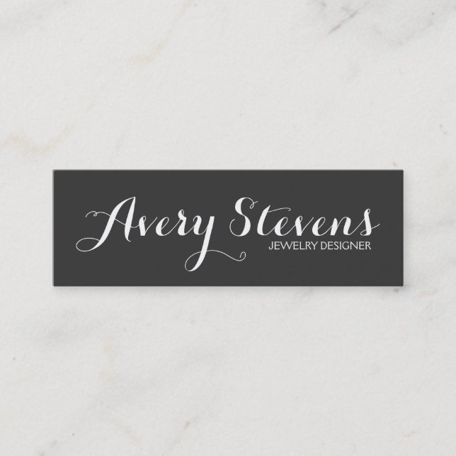 Bold Script Typography Simple Black Creative Mini Business Card (Front)