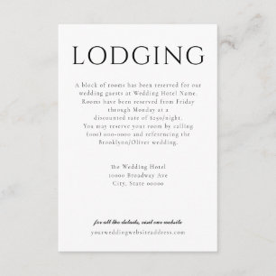Bold Serif Classic Lodging Enclosure Card