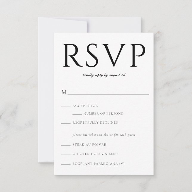 Bold Serif Classic RSVP Insert Card (Front)