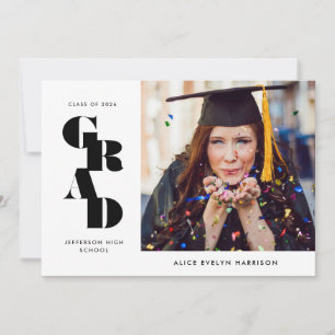 Bold Serif Single Photo Graduation Announcement
