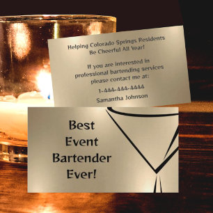 Bold Shiny Gold Event Bartender Business Card