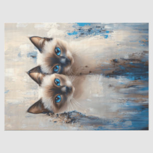 Bold Siamese Cats Painting Decoupage Tissue Paper
