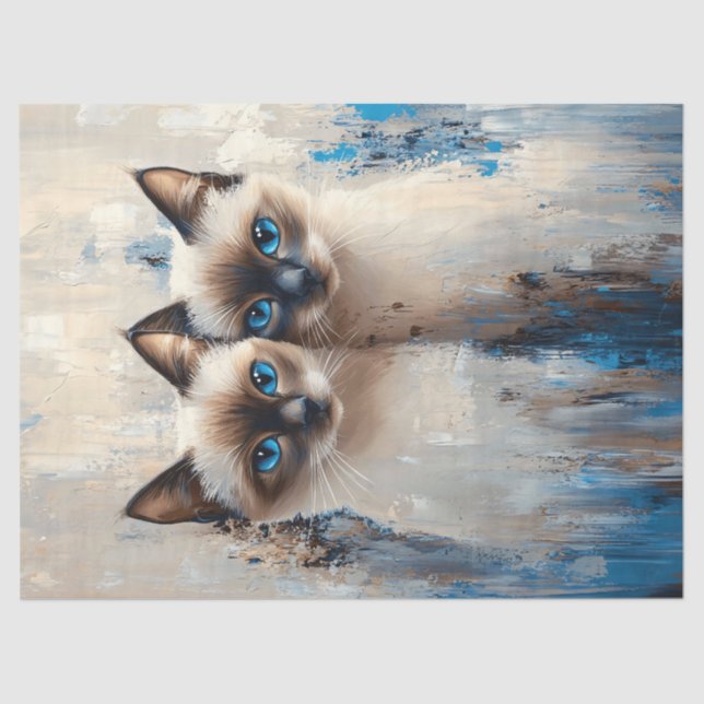 Bold Siamese Cats Painting Decoupage Tissue Paper (Front)