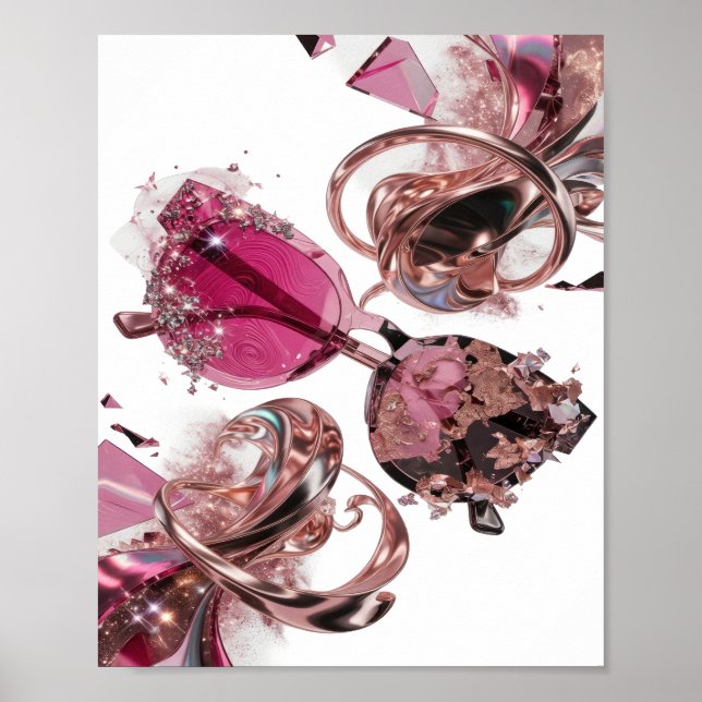 Bold Silver ABSTRACT ART Design v3 Poster (Front)