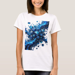 Bold Silver BLUE CRYSTAL CUBE EXPLOSION T-Shirt