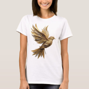 Bold Silver GOLDEN BIRD 3D Text Art T-Shirt