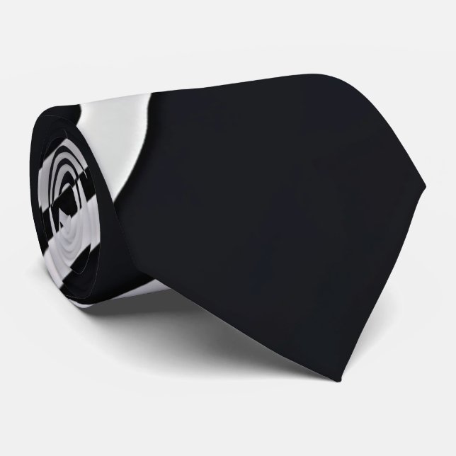 Bold Silver Stripe Black Neck Tie (Rolled)