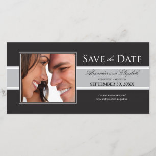 Bold Silver Stripe Save the Date Announcement