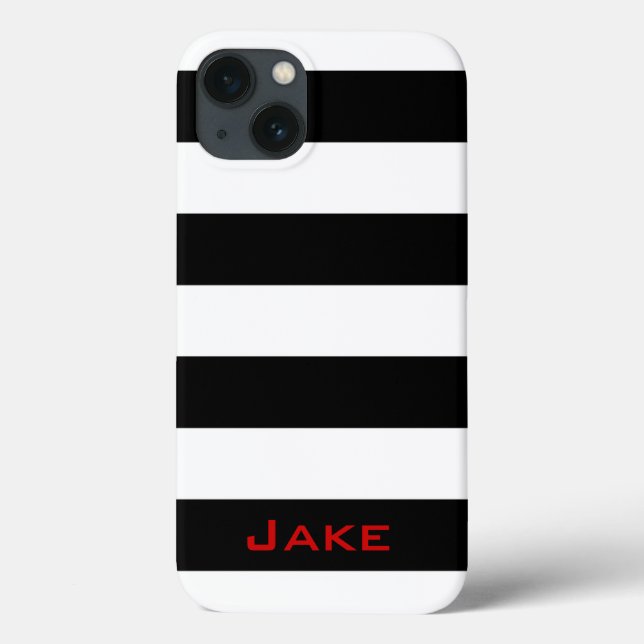 Bold Simple Black and White Stripes Case-Mate iPhone Case (Back)