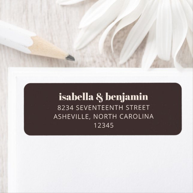 Bold Simple Brown Modern Wedding Return Address (Insitu)
