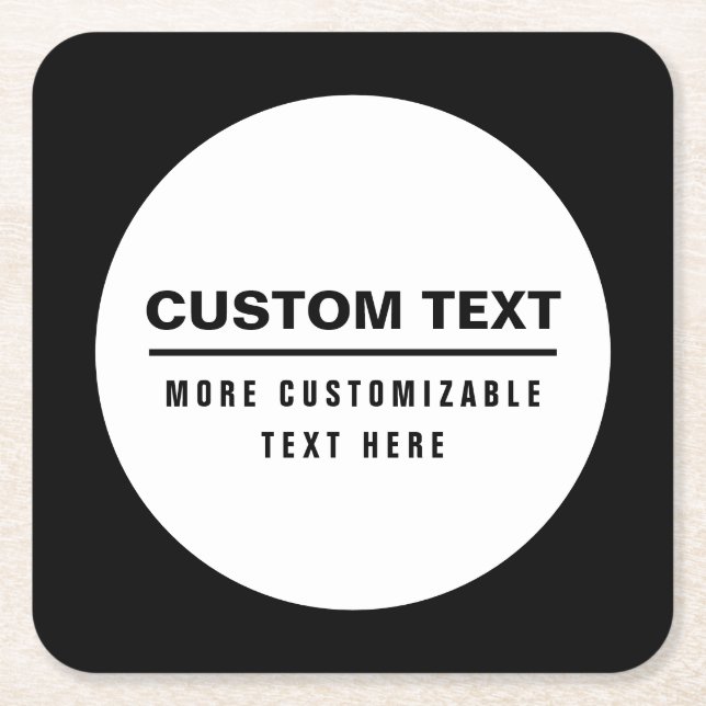Bold Simple Customisable Text Template  Square Paper Coaster (Front)