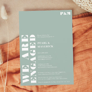 Bold simple dusty green wedding engagement party invitation
