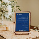 Bold Simple French Blue Simple Custom Wedding Menu<br><div class="desc">Cute Bold Minimalist French Blue Fall Retro Simple Custom Wedding Menu</div>