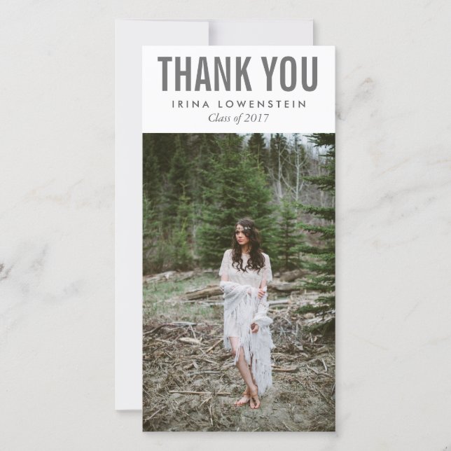 Bold Simple Graduate Thank You Typography Card (Front)