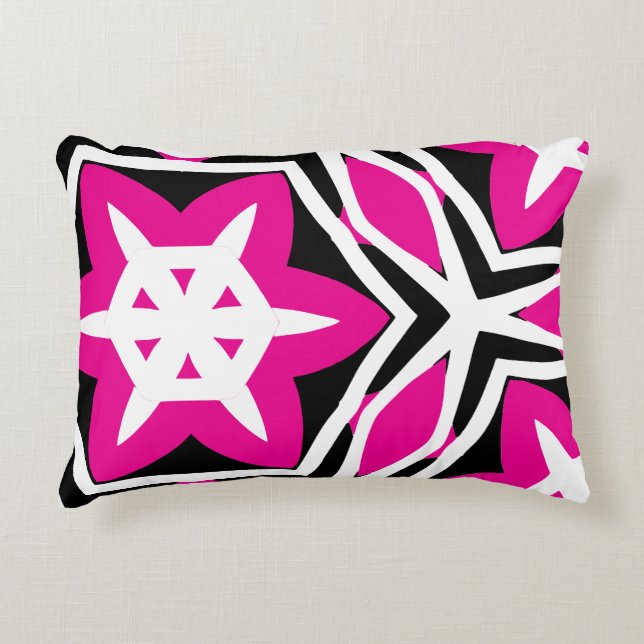 Bold simple Modern black pink Decorative Cushion (Front)