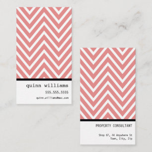 BOLD SIMPLE MODERN chevron pattern fresh coral Business Card