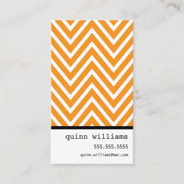 BOLD SIMPLE MODERN chevron pattern fresh orange Business Card (Front)