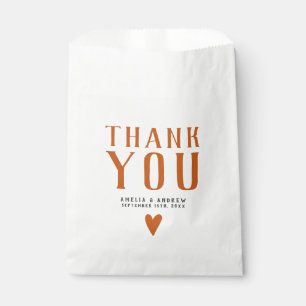 Bold Simple Orange Heart Wedding Favor Favour Bags