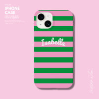 Bold Simple Retro Stripe Pink Green Personalised