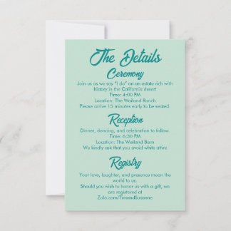 Bold Simple Western Modern Wedding Details Card