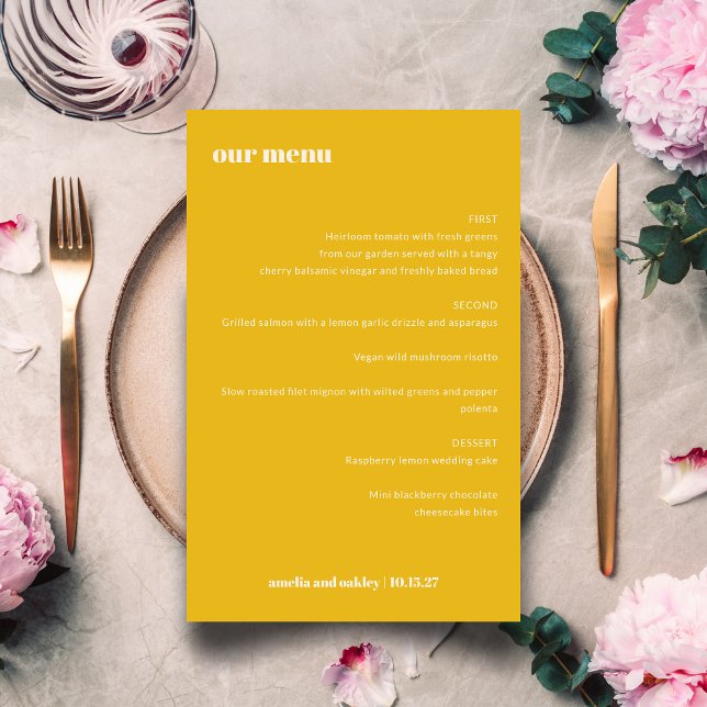 Bold Simple Yellow Simple Custom Wedding Menu (Creator Uploaded)