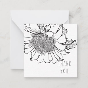 Bold Single Sunflower Thank You Monogram Blank Card