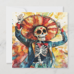 Bold Skeleton Art Day of the Dead Invitation
