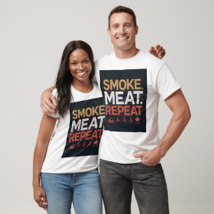Bold Smoke Meat Repeat Typography Tshirt