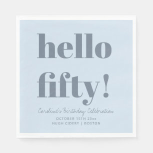 Bold Soft Blue Modern 50th Birthday Custom Napkin