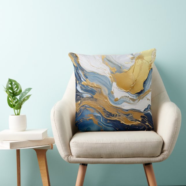 Bold Splash of Gold and Blue Cushion (Chair)