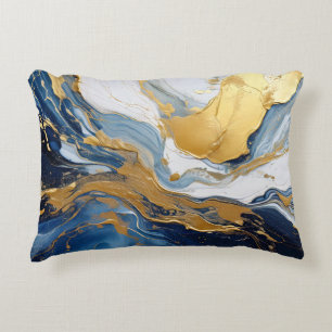 Bold Splash of Gold and Blue Decorative Cushion