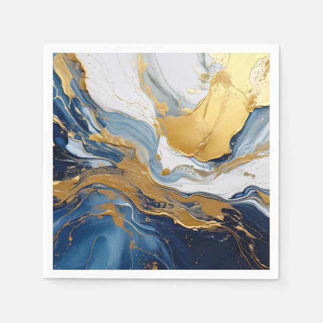 Bold Splash of Gold and Blue Napkin (Front)