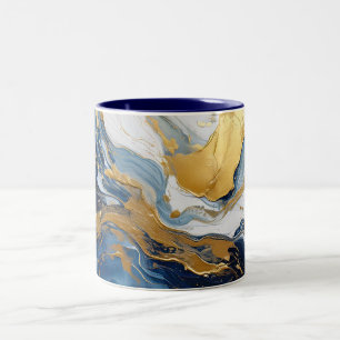 Bold Splash of Gold and Blue Two-Tone Coffee Mug