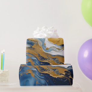 Bold Splash of Gold and Blue Wrapping Paper
