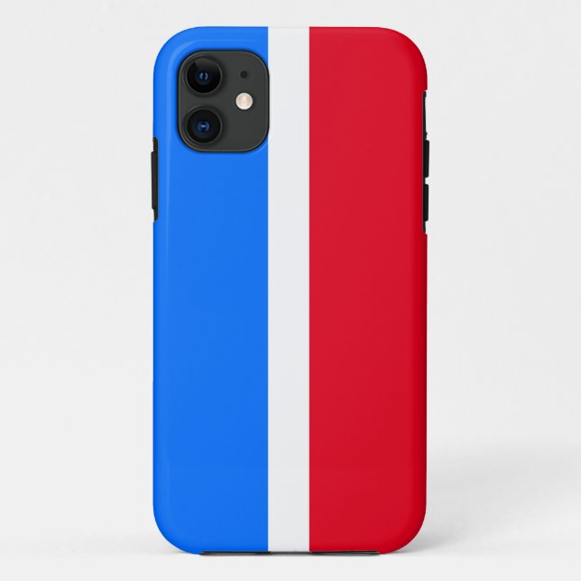 Bold Sporty Bright Red White Blue Stripes Case-Mate iPhone Case (Back)