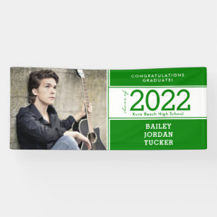 Bold Sporty Dark Green Photo Graduation Banner