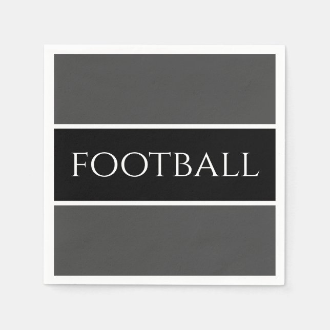 Bold Sporty Dark Grey White Black Large Football Napkin (Front)