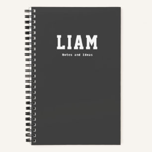 Bold Sporty Personalised Notes and Ideas Dark Grey Notebook